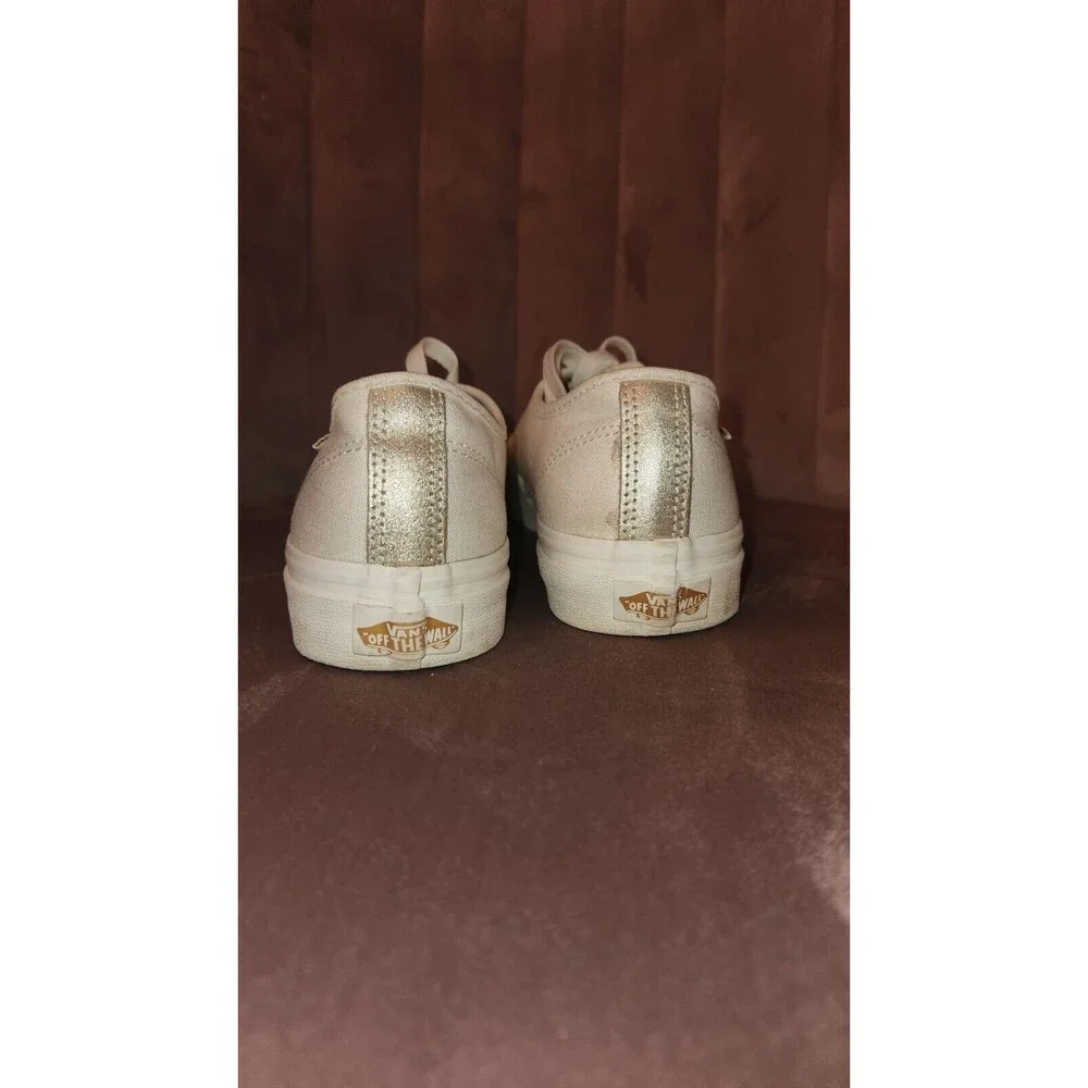 VANS Off the Wall 721356 White Sneakers Womens Size 8 Camden Stripe Metallic - Picture 4 of 8